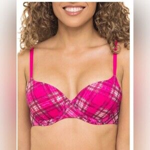 Women bras plaid fabric lightweight everyday intimates No Boundaries 34 A.